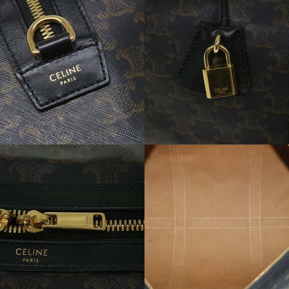 CELINE Triomphe Canvas Boston Bag Pvc Leather Black - Picture 11 of 12